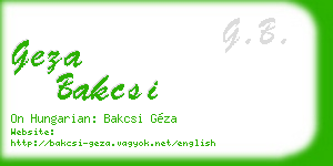 geza bakcsi business card
